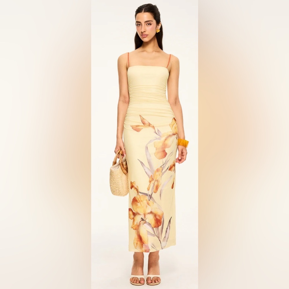 NWT Commense Floral Print Ruched Maxi Dress